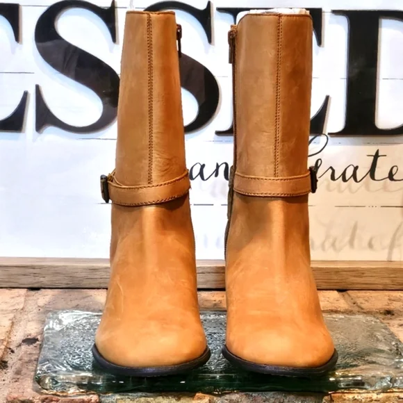 Lands End Womens Mid-Calf Brown Leather Side Zip Boots  #432842  Size 8 - Picture 2 of 10